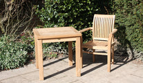 Wells Teak Stacking Garden Carver Chair  with Fixed Square Table