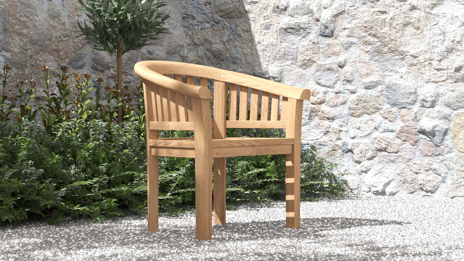 Gloucester Teak Lounge Garden Chair Front Angled View