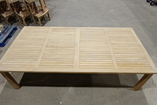SALE - Garden Teak Rectangular Table 140 x 280cm with parasol hole (23096)