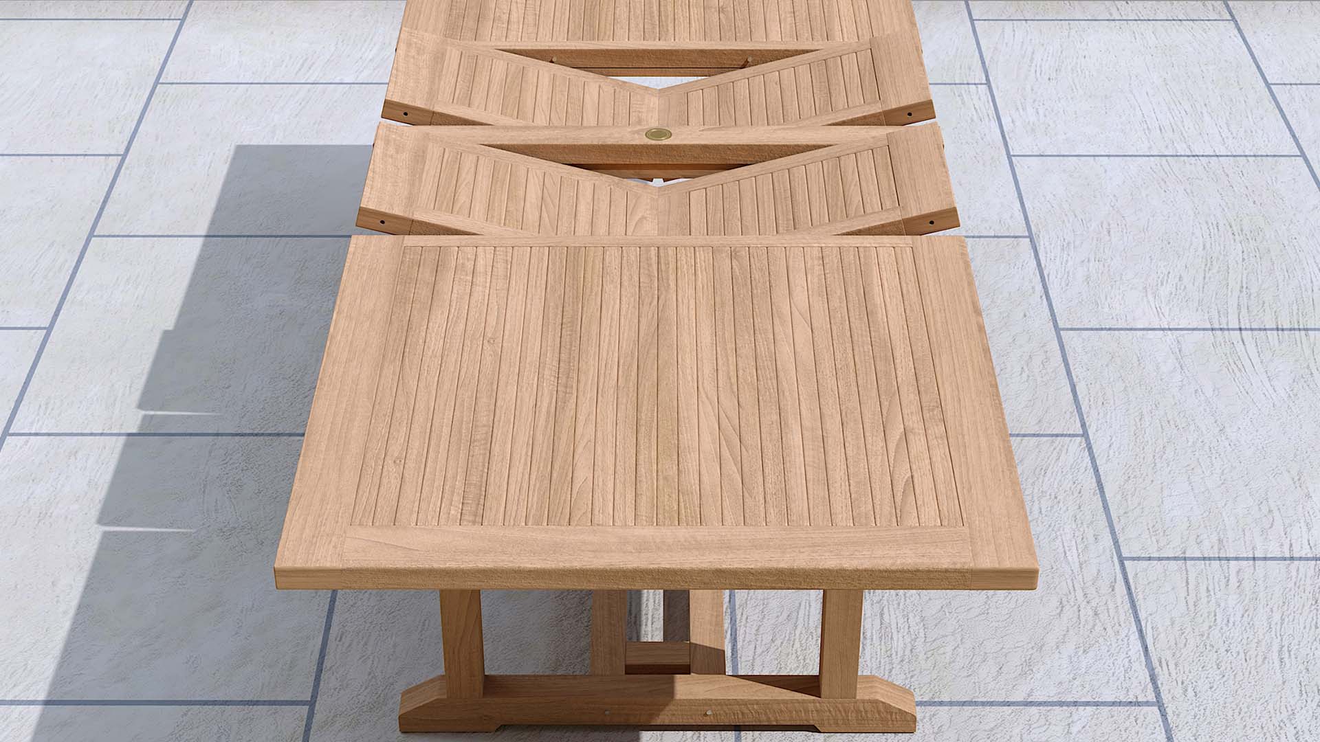 SALE - Garden Teak Rectangular Table 120 x 180-240cm with parasol hole (26008)