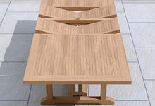 SALE - Garden Teak Rectangular Table 120 x 180-240cm with parasol hole (26008)