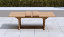 Teak Rectangular Extending Garden Dining Table 180 -240cm Showing Extension Leaves