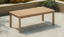 Teak Fixed Rectangular Garden Dining Table Front Angled View