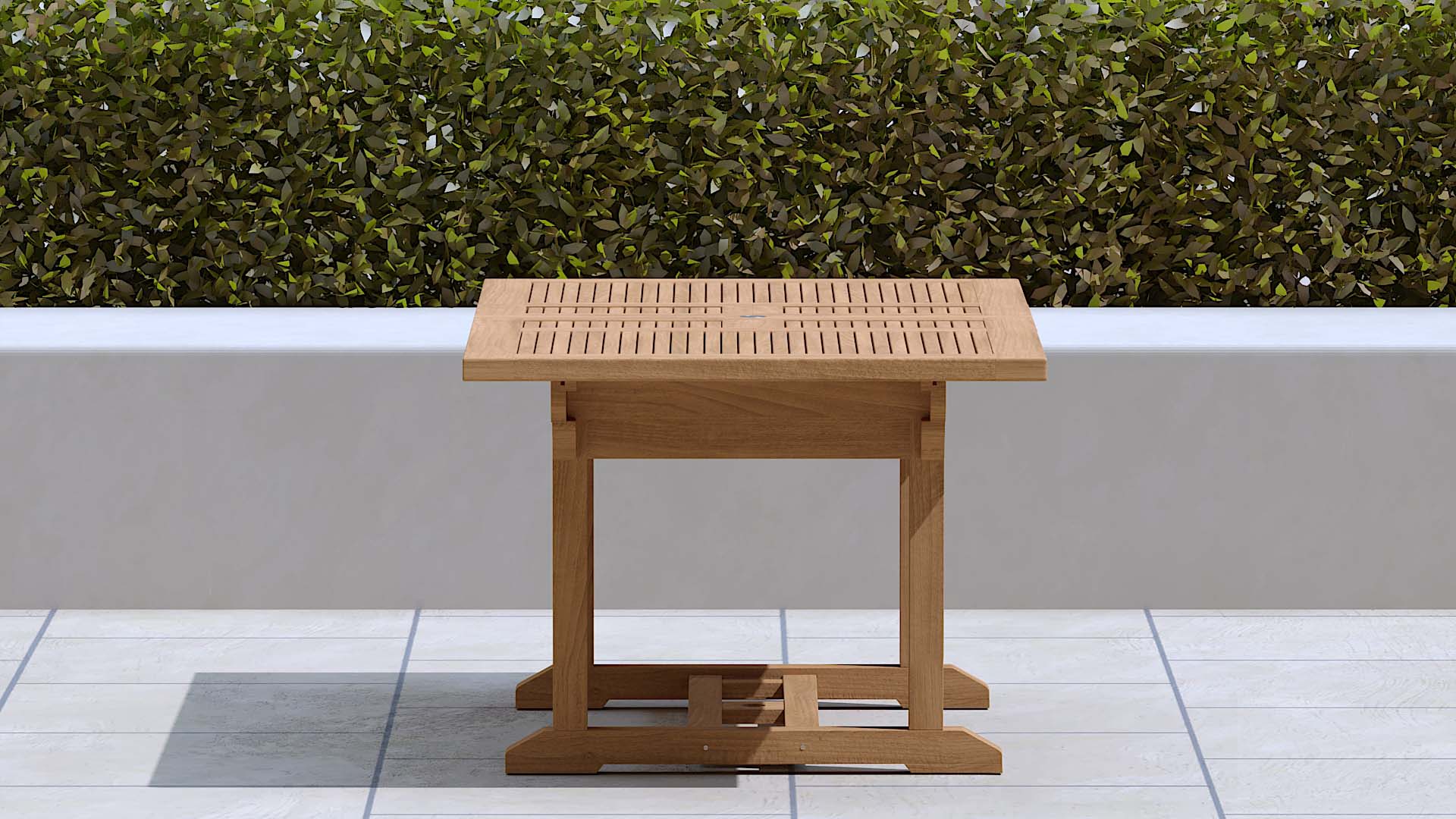 Teak Rectangular Extending Garden Dining Table 180 -240cm End View