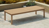 Teak Fixed Rectangular Table 120 x 300cm without Parasol Hole Front Angled View