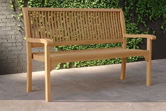 Guildford Teak Garden Bench 2 Seater 130cm Angled View