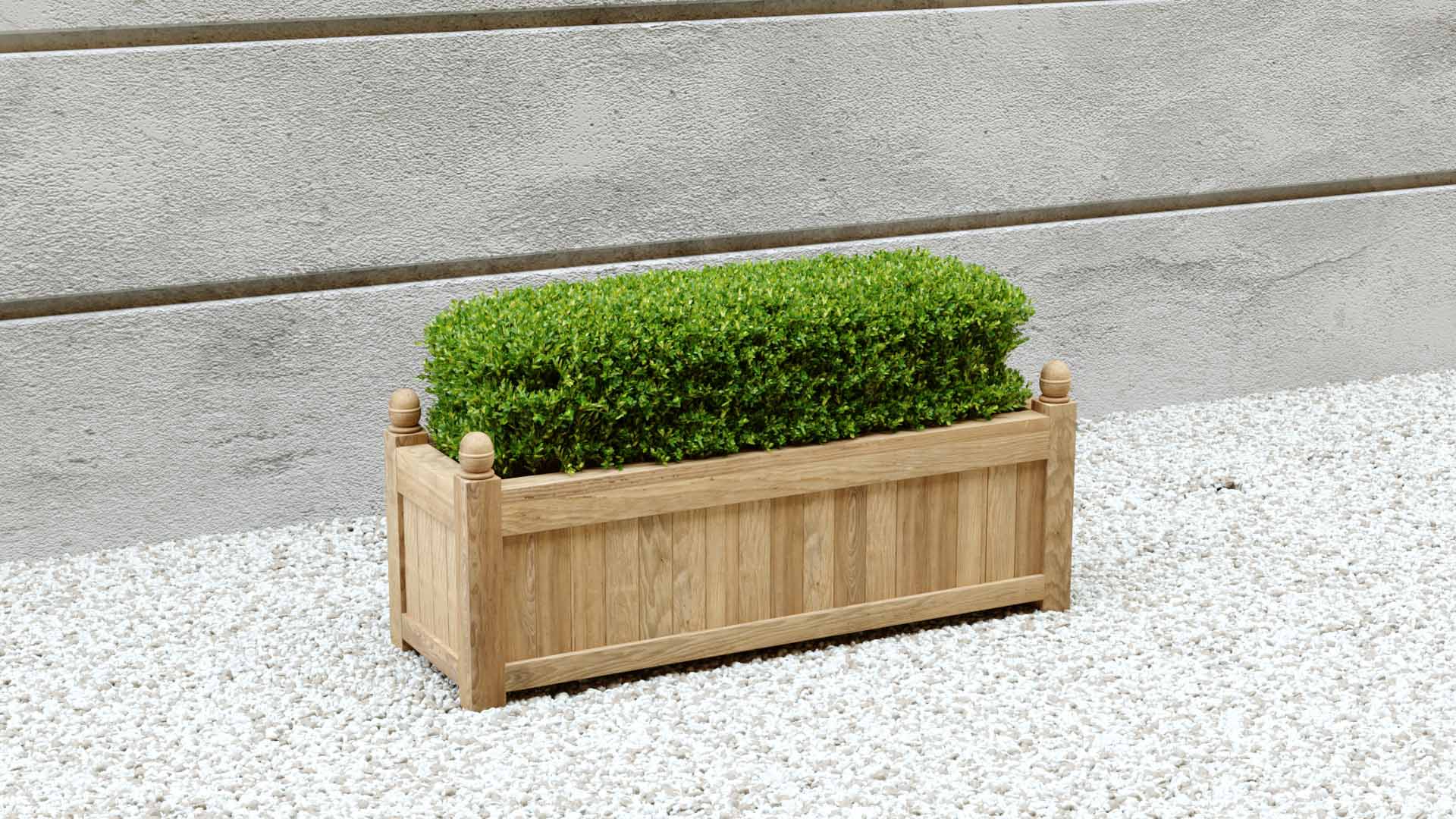 Rectangular Teak Planter Angled View