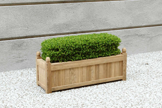 Rectangular Teak Planter Angled View