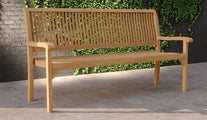 Guildford Teak Garden Bench 3 Seater 150cm Front Angled View