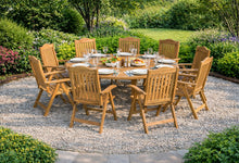 Teak Fixed Round Table with Lymington Recliner Chairs