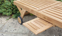 Teak Sun Lounger High Level with Wheels and Pull Out Tray -optional extra