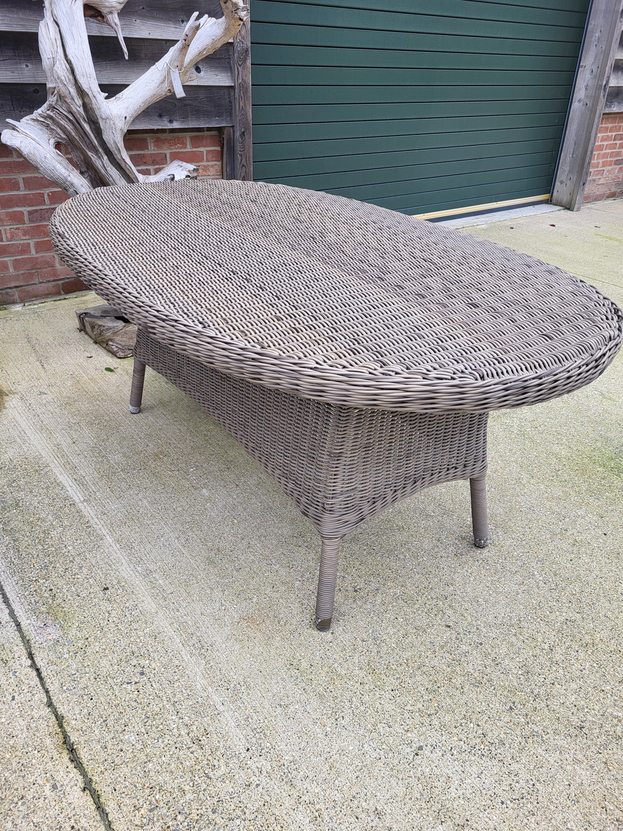 SALE - Oval Garden Rattan Wicker Table without glass 180 x 110cm (FSMPS0T6)