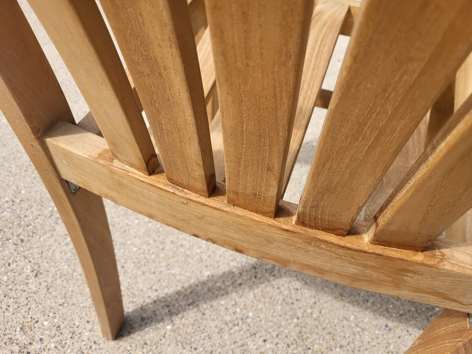 Chic Teak armless garden chair - close up from rear