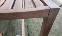 Chic Teak backless garden bench - side view close up