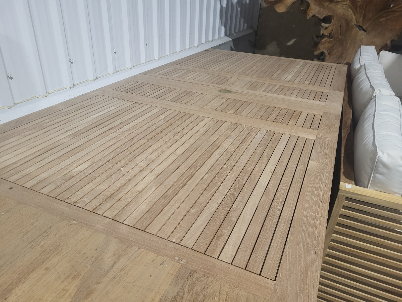 SALE - Garden Teak Rectangular Table 120 x 180-240cm with parasol hole (26008)