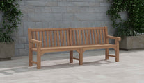 240cm Salisbury Teak Large Garden Bench Front Angled View