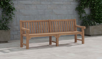 Salisbury Teak Garden Bench 240cm 6 Seater Front Angled View