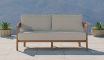 Windsor Teak Two Seater Sofa with Ecru Cushions