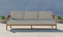 Windsor Teak Three Seater Sofa with Ecru Cushions Front View