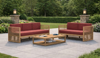 Buckingham Teak 3 Seater, 2 Seater Sofa and Coffee Table in Paris Terracotta Range