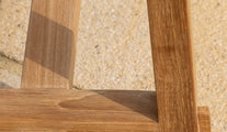 Rectangular teak stool - close up