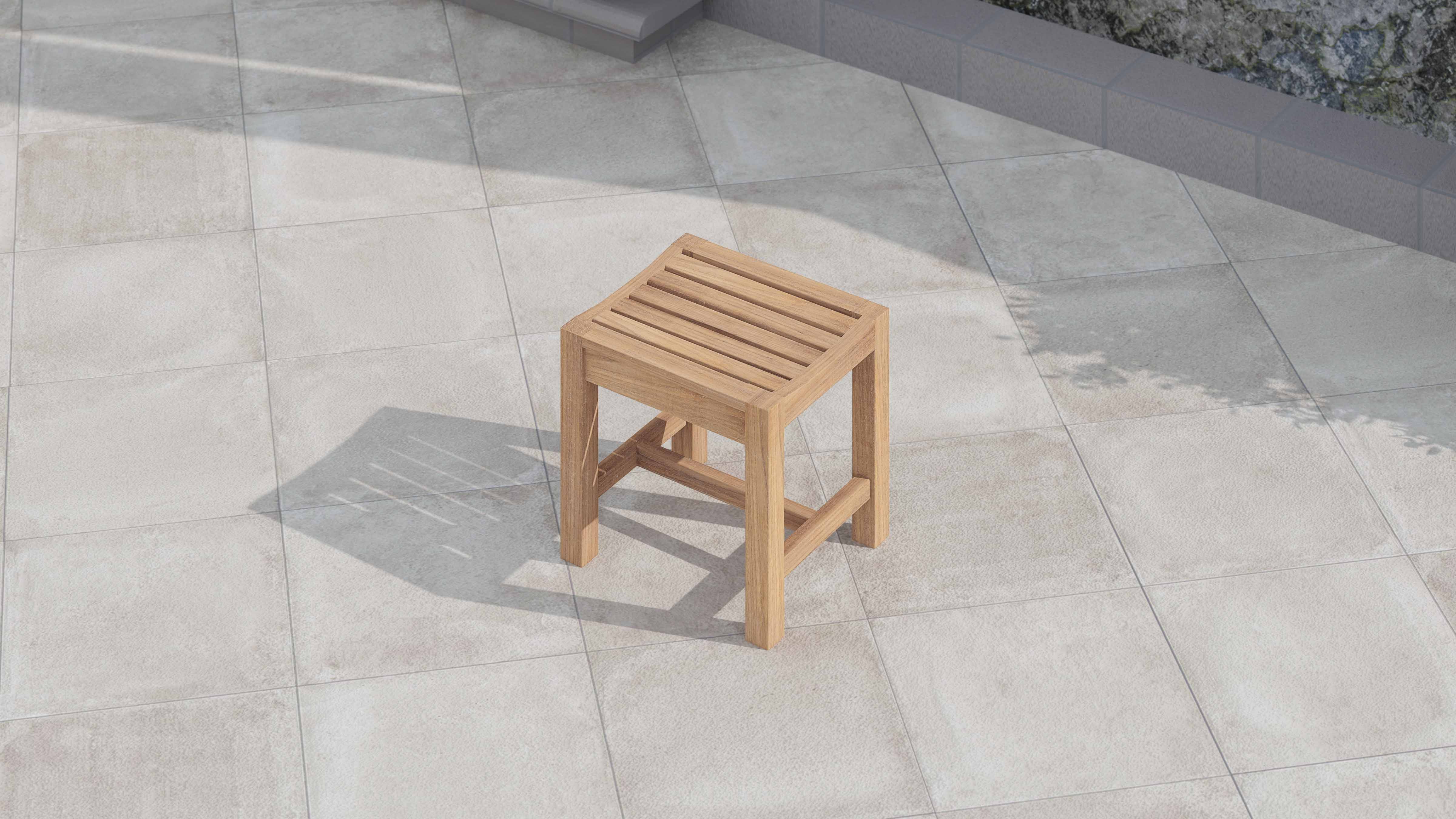 Teak 50cm Backless Bench Stool Overhead Perspective