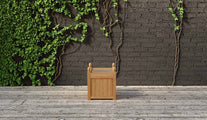 Teak Square Planter 45 x 45cm Front View With Galvanized Liner