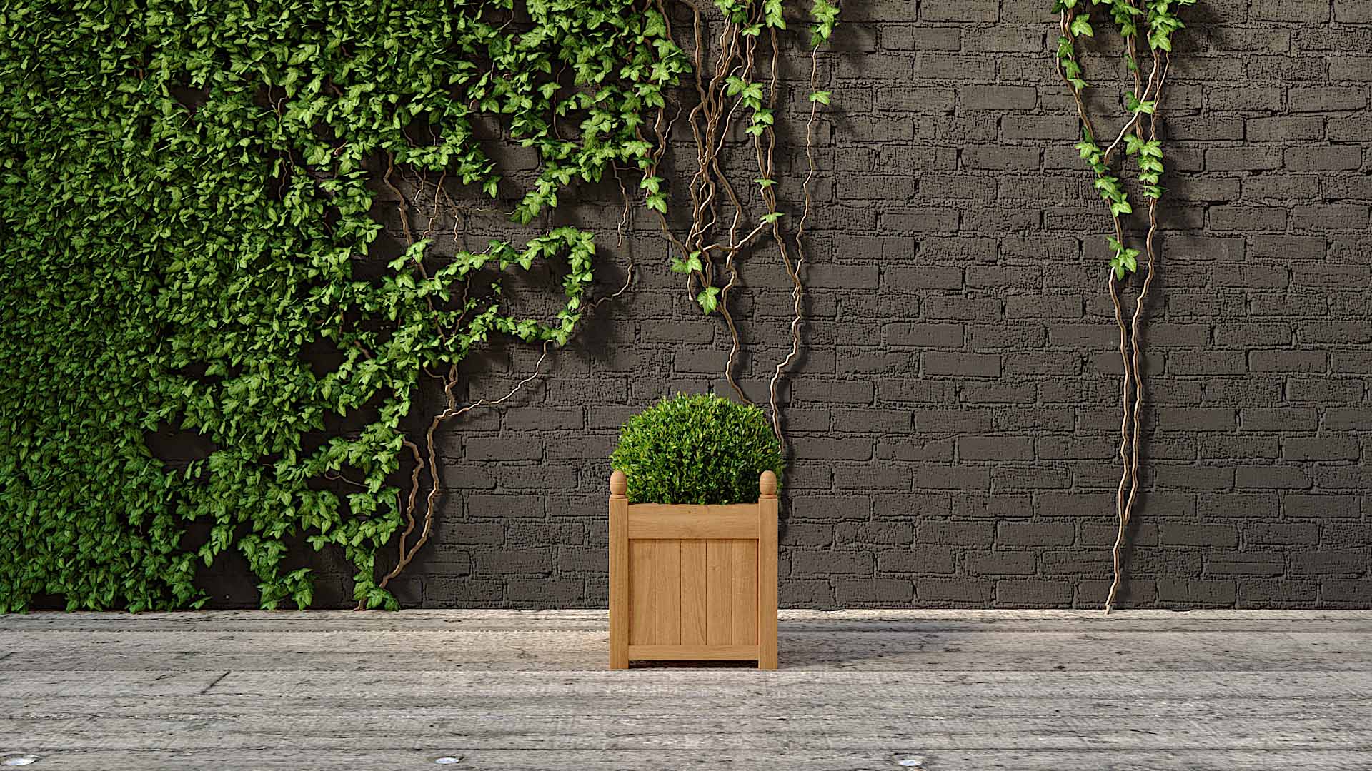 Teak Square Planter 45 x 45cm Front View 