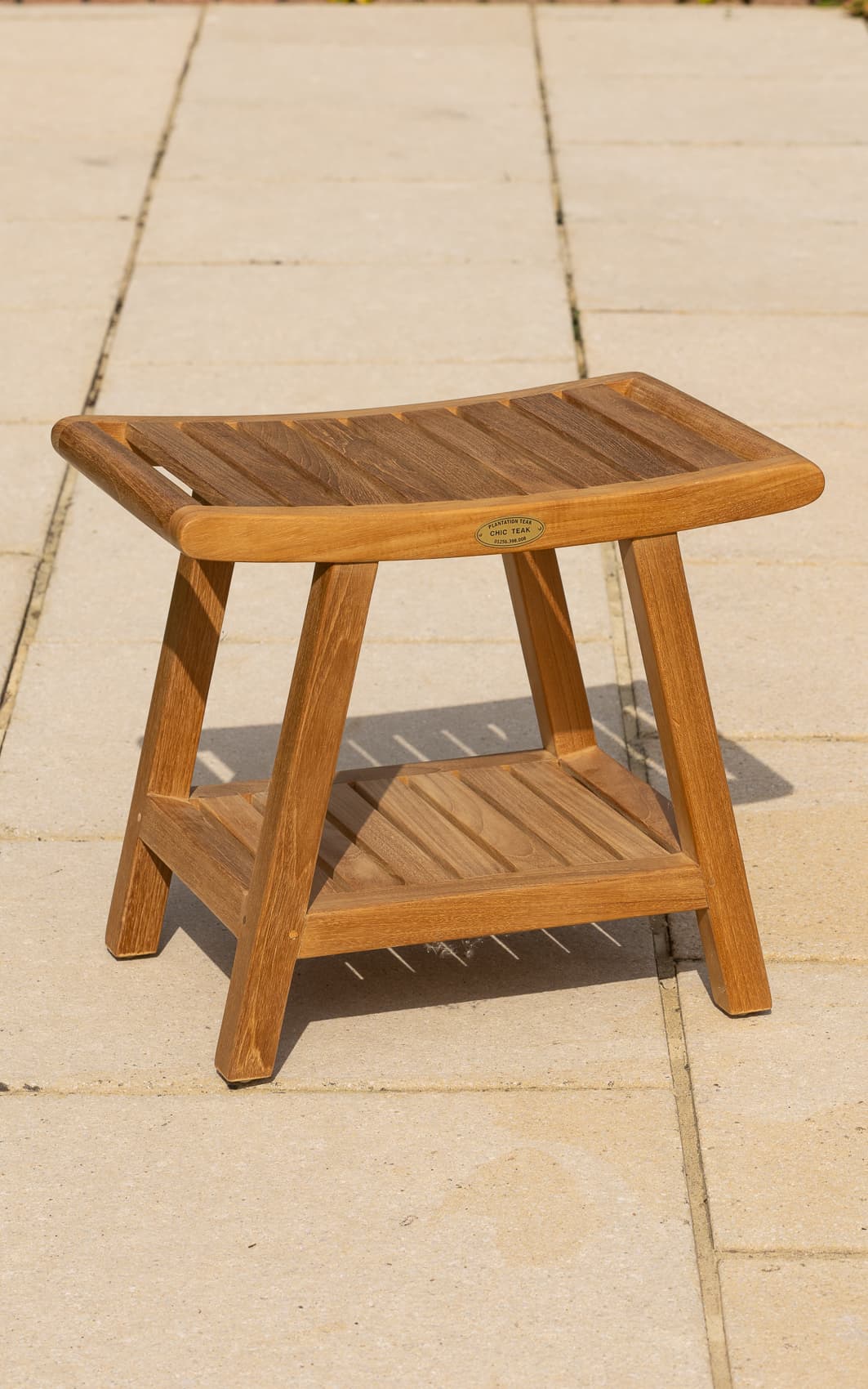 Teak shower stool without shelf