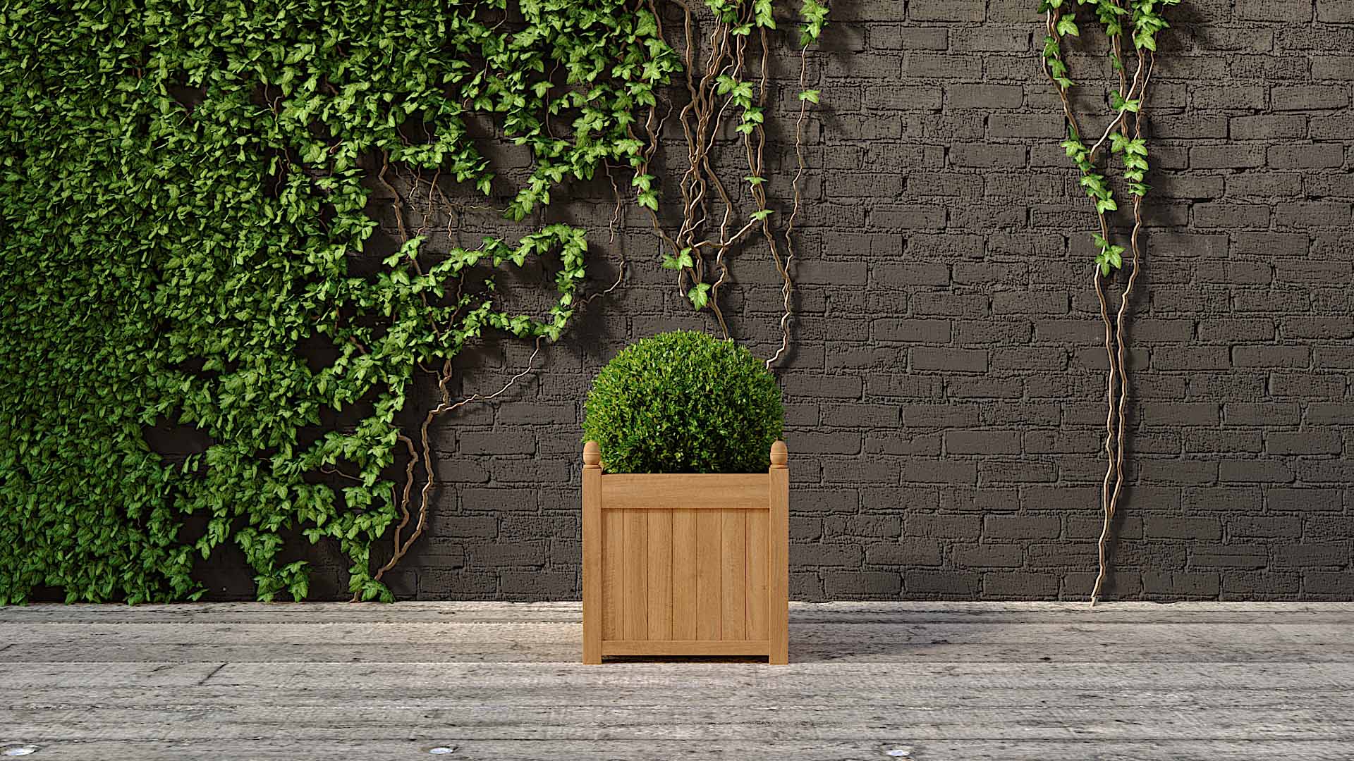 Teak Square Planter 55 x 55cm Front View 