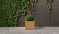 Teak Square Planter 55 x 55cm Front View 