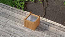 Teak Square Planter 55 x 55cm With Galvanized Liner Overhead Perspective