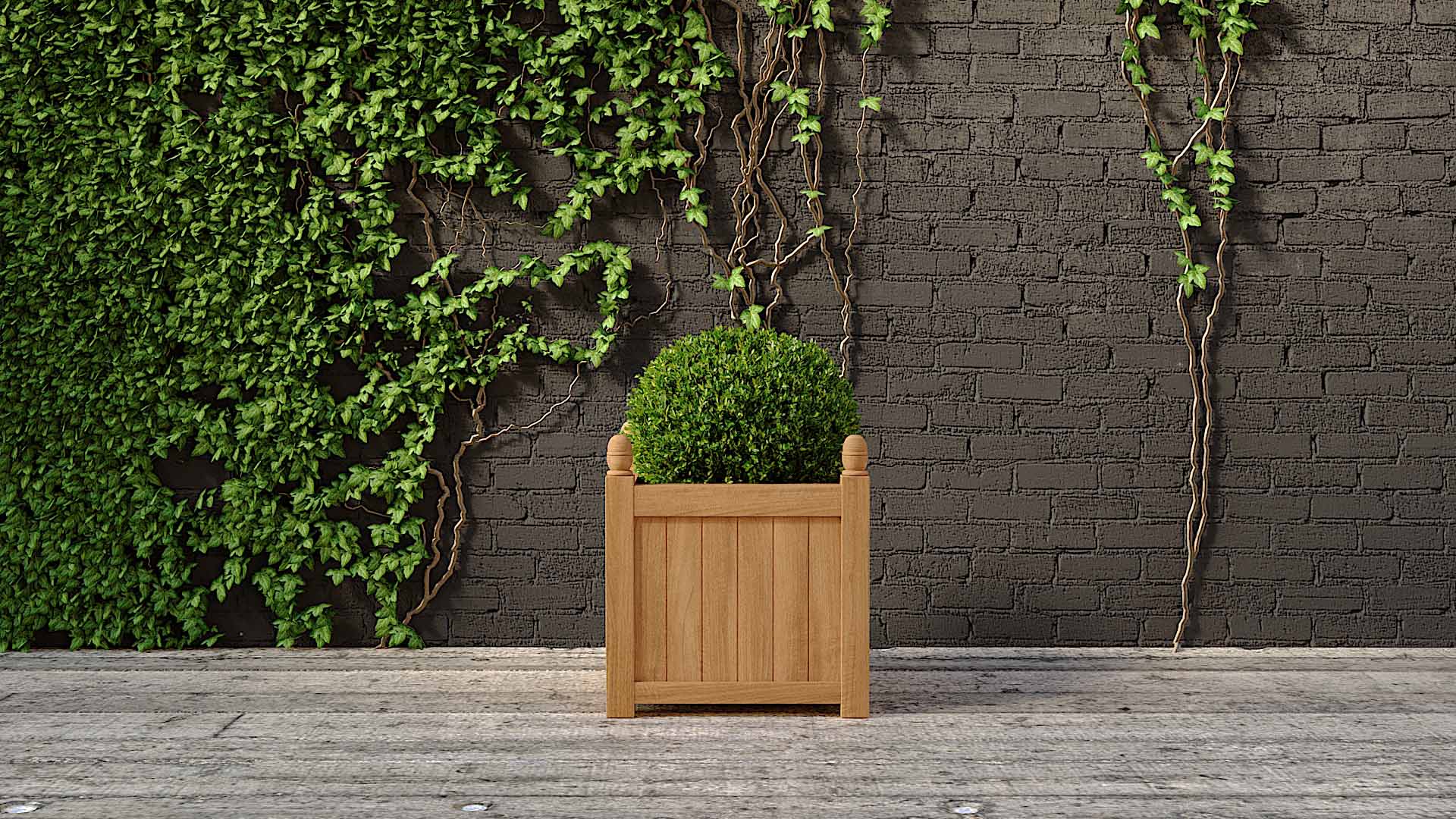 Teak Square Planter 65 x 65cm Front View 