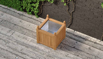 Teak Square Planter 65 x 65cm With Galvanized Liner Overhead Perspective