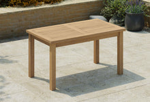 Teak Fixed Rectangular Table 80 x 140cm without Parasol Hole Front Angled View
