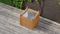 Teak Square Planter 75 x 75cm With Galvanized Liner Overhead Perspective