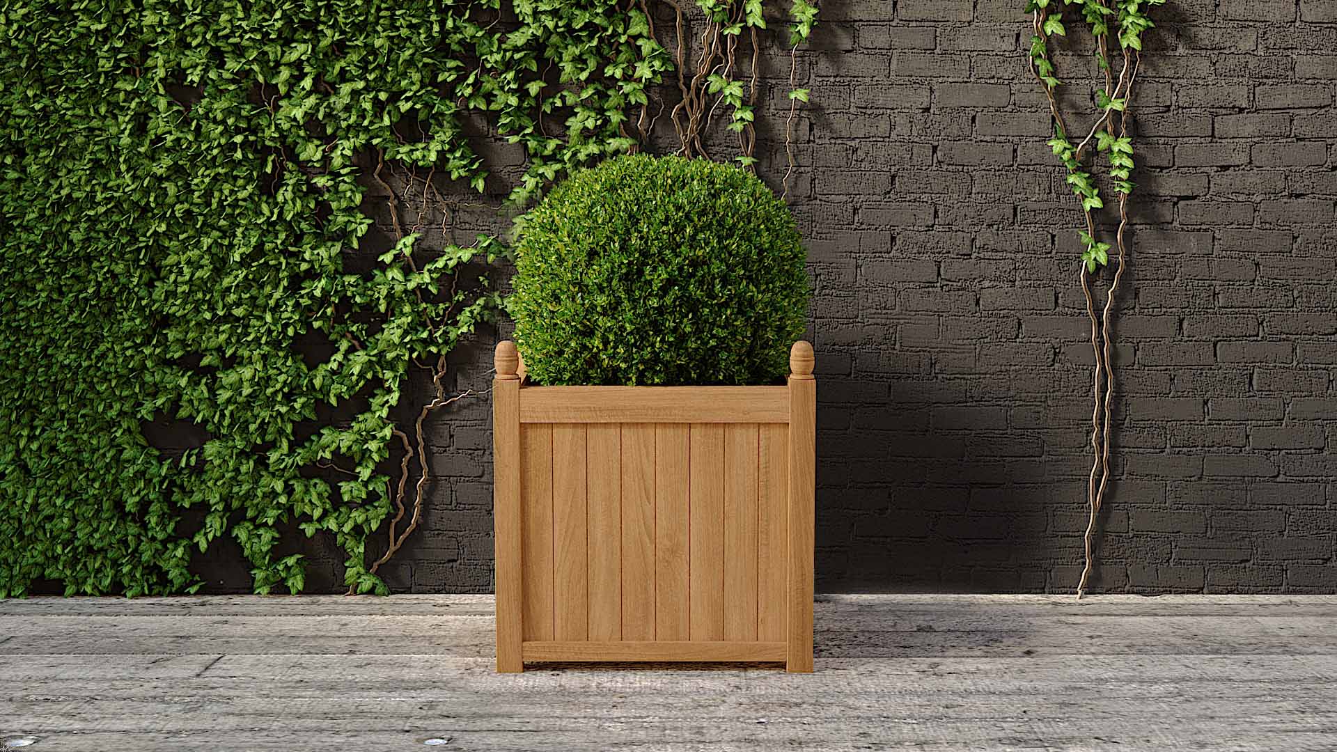 Teak Square Planter 85 x 85cm Front View