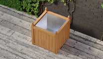 Teak Square Planter 85 x 85cm With Galvanized Liner Overhead Perspective