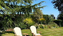 Adirondack Lounger Chairs with Ecru Cushions