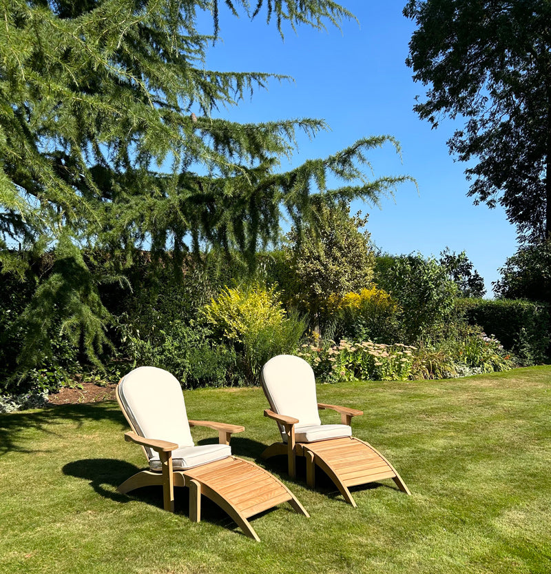 Adirondack Lounger Chairs with Ecru Cushions