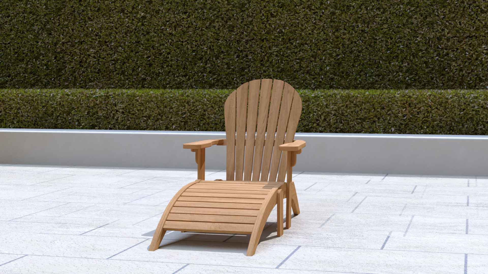 Adirondack Teak Lounger Chair with Footstool Front View