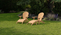 Adirondack Teak Lounger Chairs with Footstools in the Garden