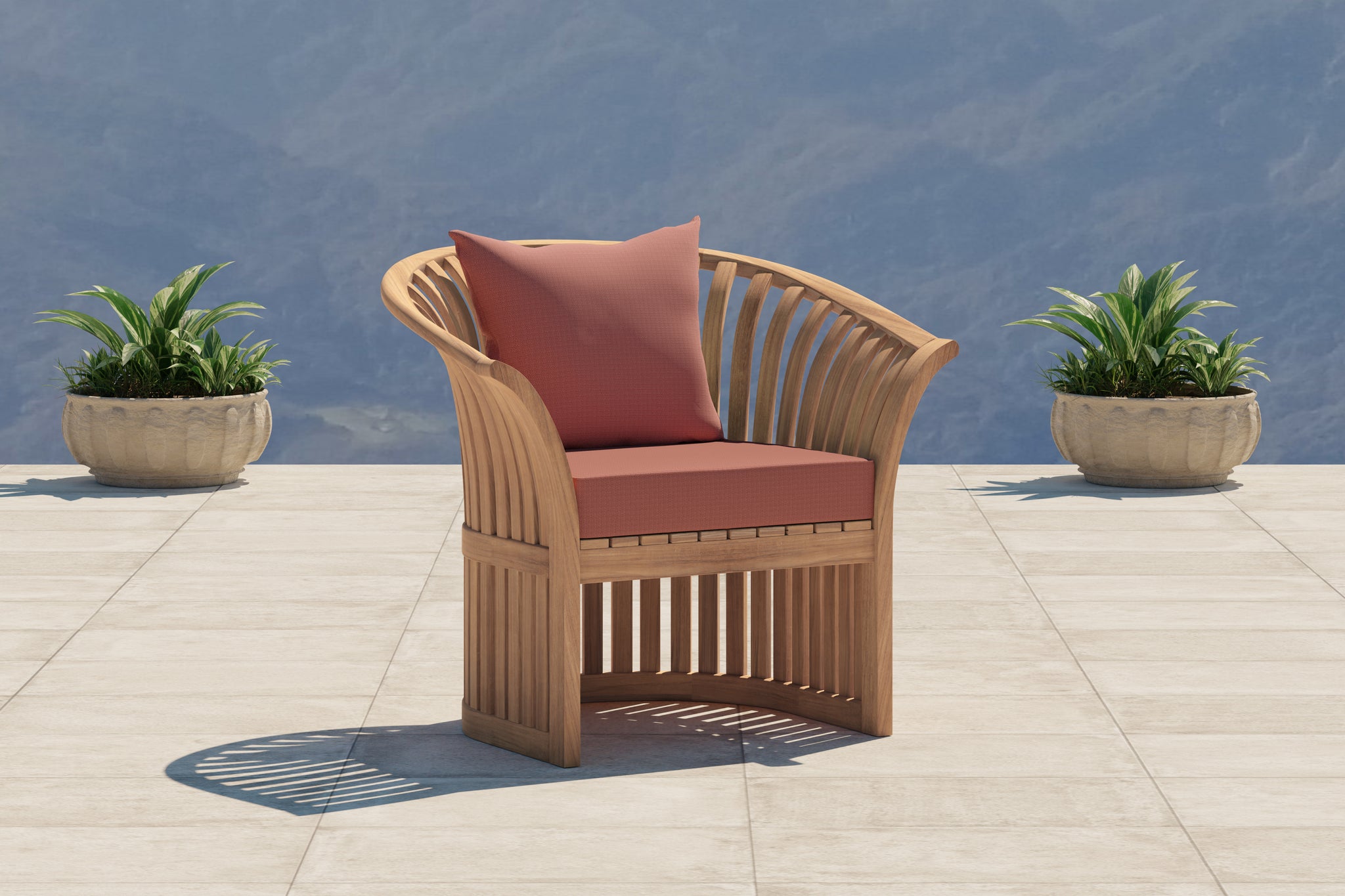 Teak Ascot Lounge Chair with Paris Range Fabric in Amber