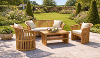 Teak Ascot Suite in Garden with Ecru Cushions