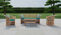 Ascot Teak Outdoor Lounge Sofa with Paris Range Cushion in Teal & Sky
