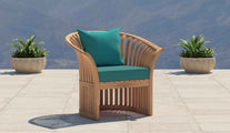 Ascot Teak Lounge Armchair Shown With Cushions From The Paris Range In Teal