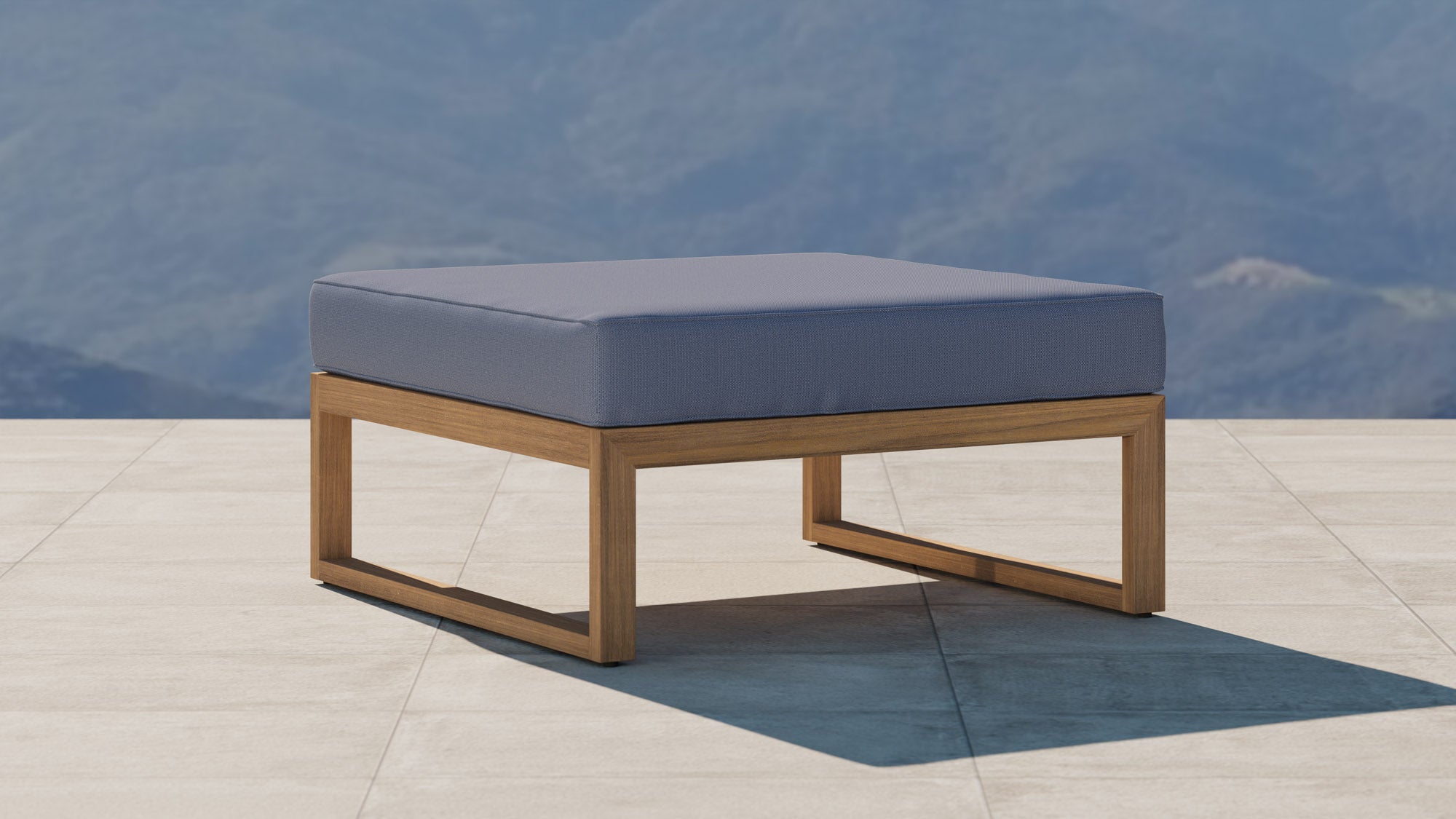 Buckingham footstool with Cornflower cushion