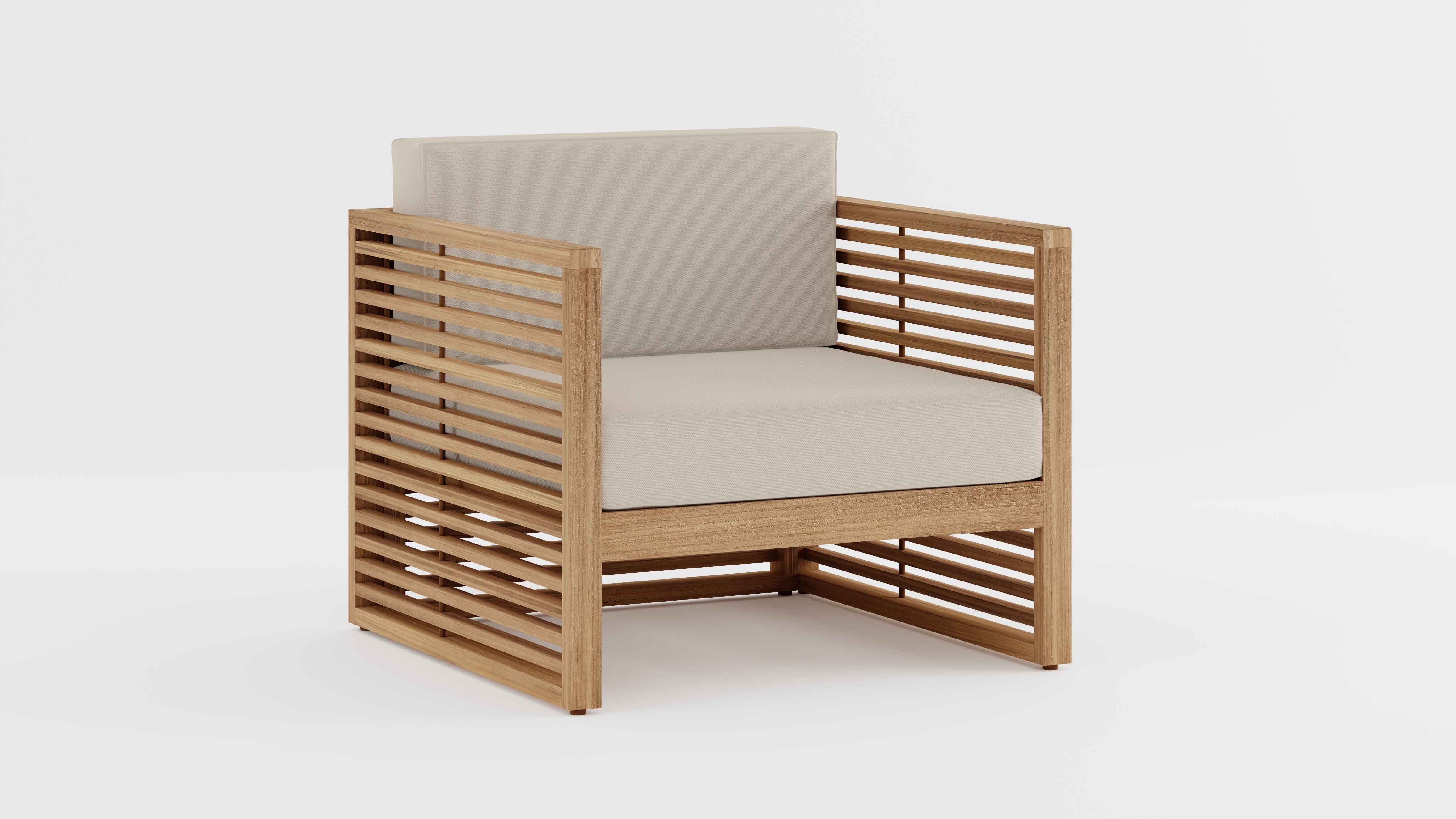 Buckingham Teak Modular Lounge Armchair with Ecru Cushions