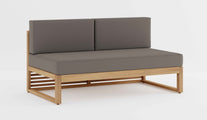 Buckingham Teak Modular Two Seat Mid Section with Light Grey Cushions