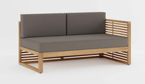 Buckingham Teak Modular Open End Two Seater Sofa with Light Grey Cushions 